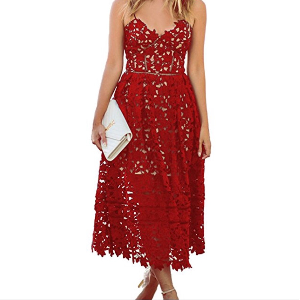 Lace red dress